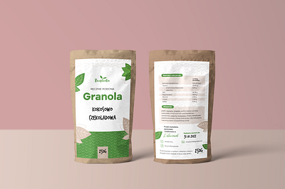 Eco-friendly granola packaging for Recepturka brand design brand identity branding design granola handmade illustration package packaging packaging design packaging mockup pink sticker