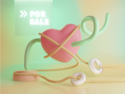 Heart For Sale 3d art blender3d blendercycles character design concept for sale graphic design heart illustration render san valentin uruguay valentine day