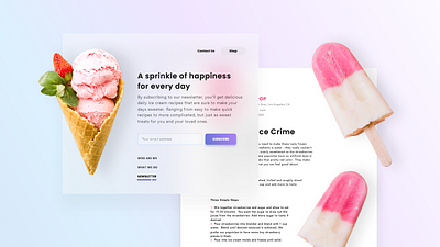 Newsletter Design - A Sprinkle Of Happiness cooking app instruction landingpage newsletter recipe recipe app subscription subscription box ui ux