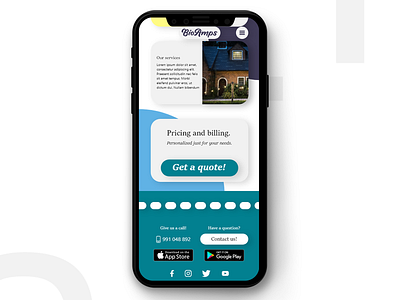 BioAmps - Green power company phone website branding design flat illustration illustrator minimal ui ux web website