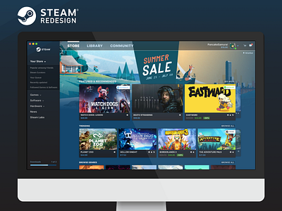 Steam Redesign app application pc redesign steam ui ux web