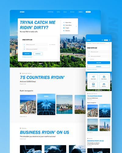 Rydin - Concept Web Landing Page concept design graphic design landing page rydin uber ui ui design web web design website concept website design