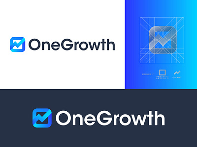 One Growth Marketing Logo l O letter Mark bank brand identity branding chart design finance finance app geomatric growth logo logo designer logo icon logotype marketing marketing agency money payment startup logo symbol design triangle typography