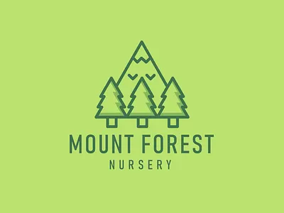Mount Forest Nursery forest fire forest green forest illustration forest logo forestry forests green green app green logo logo logo design logos logotype mountain mountain forest mountain logo mountains nursery tree vector logo