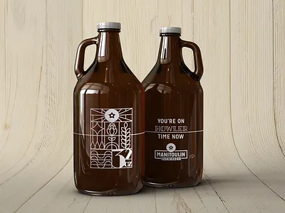 Growler II brewery canada craft beer great lakes hops line art manitoulin island