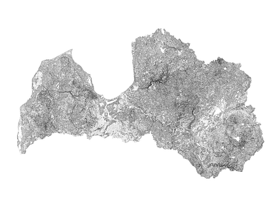 Latvia - Black and white map illustration landscape latvia map minimal mountain nature poster relief topographic topography white