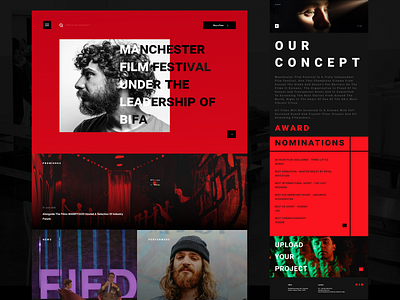 FILM FESTIVAL art behance branding brutalism concept dark theme design desktop dribbble best shot festival film full page illustration logo main page mobile modern ui