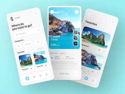 Travel App app beautiful places blue clean concept design light minimal minimalist mobile shop tourism app travel travel app trip ui ui design ux vacation white