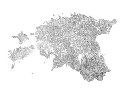 Estonia - Black and white map estonia illustration landscape map minimal mountain nature poster relief topographic topography white