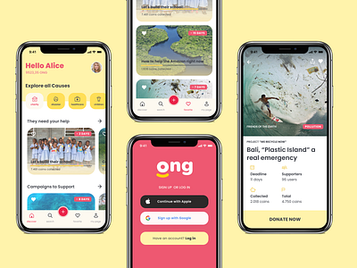 Charity App - Concept app app design app ui branding charity charity app discover donate interaction interface design mobile app mobile ui pastel colors red ui ui design ui ux ux design yellow