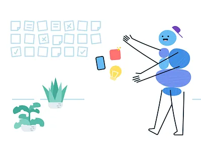 Pebble Presentation cartoon character design design doodle flat icons illustration pitch postit presentation vector