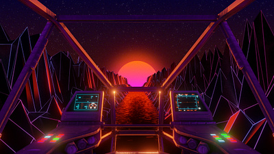 Synthwave VJ looping Animation 3d 3d animation 3d art 80s style after effects blender cockpit cycles fly loop motion motion design motion graphic render retrowave spacecraft synthwave vaporwave vj vj loop