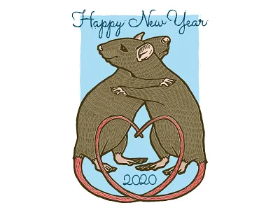 Lunar New Year Card - 2020 2020 illustration lunar new year