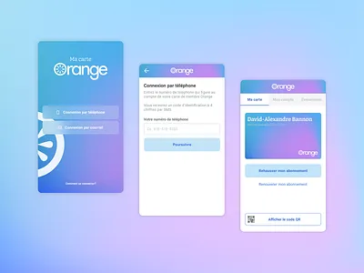 Orange - Virtual rewards card card card design cards cards ui design digital card login login screen membership membership card mobile mobile app design mobile ui rewards rewards app splash screen splashpage ui ux virtual card