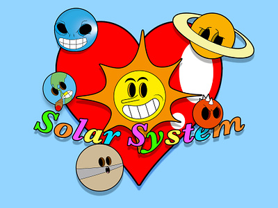 Solar System blue color earth heart planet red solarsystem