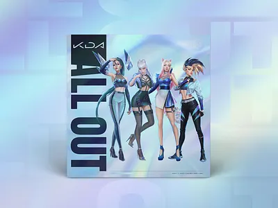 K/DA "ALL OUT" EP advertising album cover albumcoverart all out animated brand branding campaign design design kda leagueoflegends marketing music typography vector