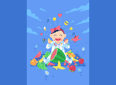 Birthday Girl cartoon character character design cute flat food illustration vector