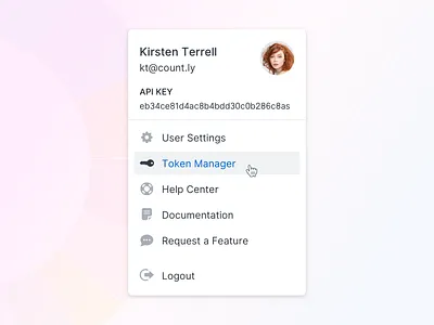 🤏 User Menu Detail - New Countly UI analytics card clean dashboard icons iconset light ui menu menu card navigation panel popup profile social table tile ui ui kit user ux