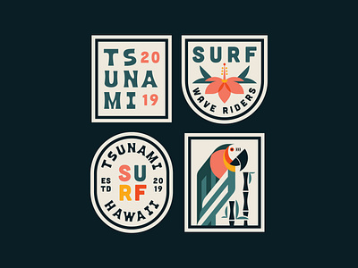 Surf Patches badge badge design badges brand identity branding clean crest design flat flower illustration logo patch patch design patches surf typogaphy vector