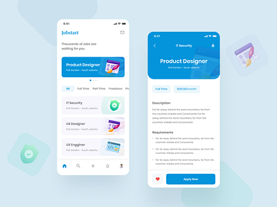 Job Seeker app android app blue interaction ios mobile ui ui uiux user experience user interface ux
