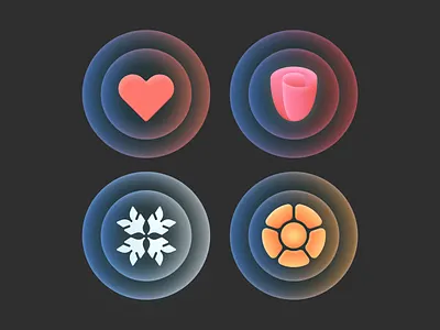 Icons! 3d brand brand identity branding bubble flower geometric gradient heart icon illustration logo logo design logodesign mark noise plant rose symbol visual identity