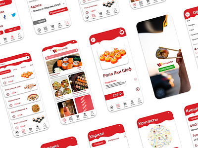 Sushi Wok app delivery design food app japanese food kit landingpage logo roll sushi ui ui kit ux wok