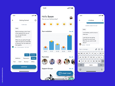 Safe Place App app chat clean design figma flat mental health minimal mobile ui ux