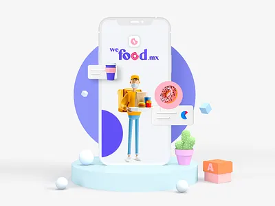 Wefood Digital assets 3d 3d art branding digital food foodie logo restaurant restaurant app ui uiux