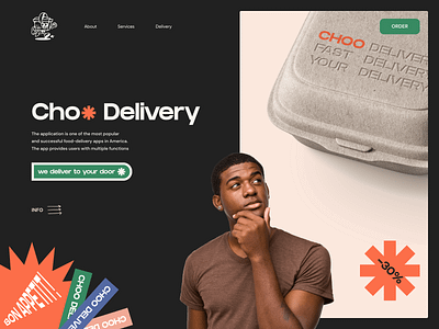 Choo Delivery afterglow app clean delivery delivery app food food app illustration landing minimal mobile mobile app service app ui website