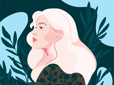 Waiting for the spring charachter color graphic illustration love plants