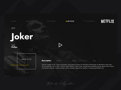 Netflix | Redesign cinema concept film holywood joker netflix ui ux web webdesign website