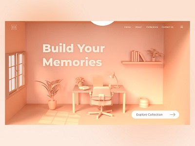 Home Decor Web 3d adobe adobedimension color concept design home home page homepage homepage design interface landing landingpage monochromatic office ui ux web design website