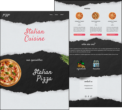 Full website design Italian pizza animation design graphic design illustration typography ui ux vector website website design