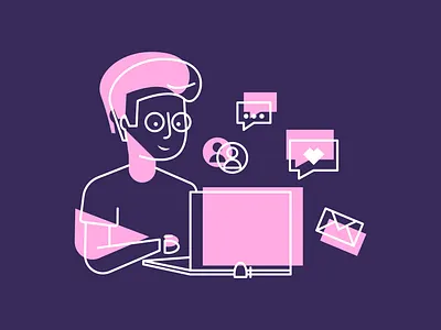 Illustration of the social media boy in night mode adobeillustration affinitydesigner graphicdesigner illustration digital illustrationartists illustrator art illustrator design madeinaffinity vector illustration visual design visualdesigner