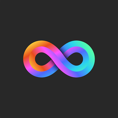 Infinity symbol 3d art 3d logo bright colors design endless geometric art gradient design gradient logo icon icon design identity illustration infinite loop infinity logo infinity shape logo vector