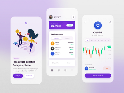 Crypto Investing App UI app design design fireart fireartstudio flat inspiration interface minimal mobile mobile app mobile design mobile ui mobileinspiration mobiletrends mobileui trending uidesign uiinspiration uitrends uiuxdesign