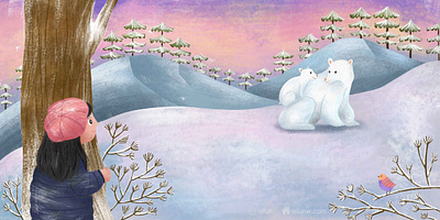 One snowy afternoon bear children book illustration illustration nature winter art