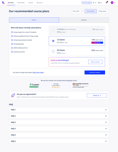 Changing subscription pricing plan subscriptions