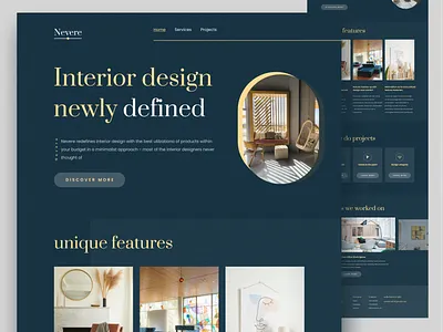Nevere Interior Design agency landing page branding design digital agency interior interior design minimal mordern trending typography ui ux web web design website design