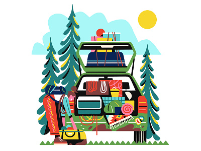 VOX x BradCuzen artwork design editorial illustration flat graphic illustration nature people plants simple spot illustration texture vanlife