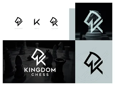 Kingdom Chess Logo brand branding chess chess logo creative logo design devignedge horsehead horselogo illustration kingdom logo knight knight logo letter k letter k and horse logo logo logo design logomark logotype symbol
