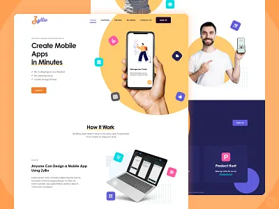 Landing Page Concept for zyllio.com design homepage layout minimal nocode onepage ui ux website concept