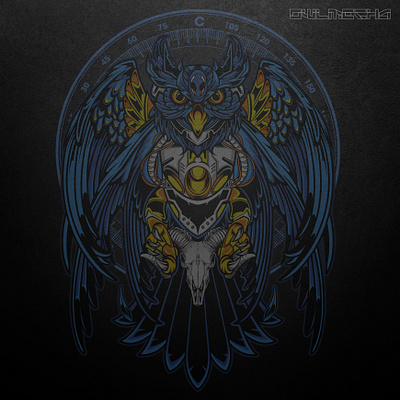 my mecha of Owl haunted illustration logo tshirt tshirtdesign vector