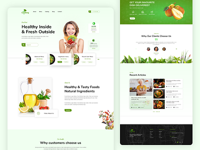 Organic food Website Template - Cooking branding clean design designer food food and drink food app food delivery food design foodie minimal organic food redesign responsive responsive design restaurant typography web webdesign website