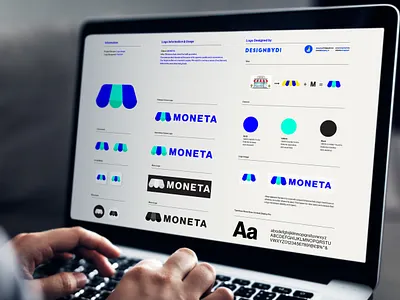 MONETA Brand identity Guideline - Lettermark M Logo 2d adobe alphabet brand identity graphicdesign icon lettermark letters lineart logo logos logotype minimal monogram typography