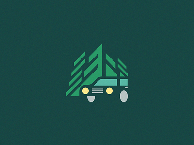 Car in forest brand branding car creative design elegant fir forest illustration logo logotype modern sale simple tree unused wood