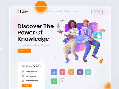 E-Learning Platform Landing Page 3d design e learning edtech education platform landing page learing platform mentor online class online course website saas teaching tutor web design