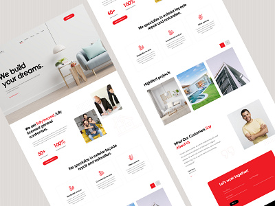 Design Concept for Home Construction Company construction design homepage minimal remodeling renovation ui ux website concept