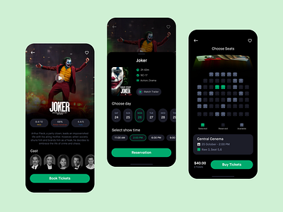 Movie Ticket Booking App application design discovery interaction design micro interaction minimal mobile movie movie ticket ticket ui ux