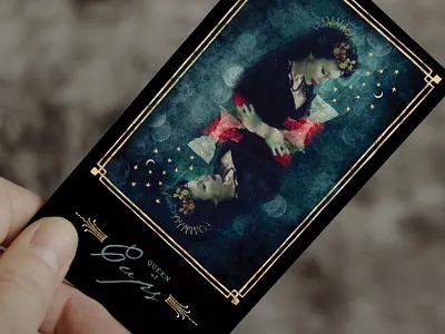 Messy Mystic Queen of Cups Tarot Card Mockup card clipart clipart set cups feminine mockup mystical queen queen of hearts tarot tarot card tarot cards witchy